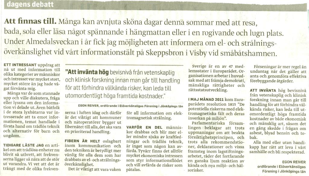 Artikel i Smålandstidningen